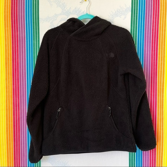 THE NORTH FACE teddy bear fleece black hoodie jacket sweatshirt base layer - Picture 3 of 12